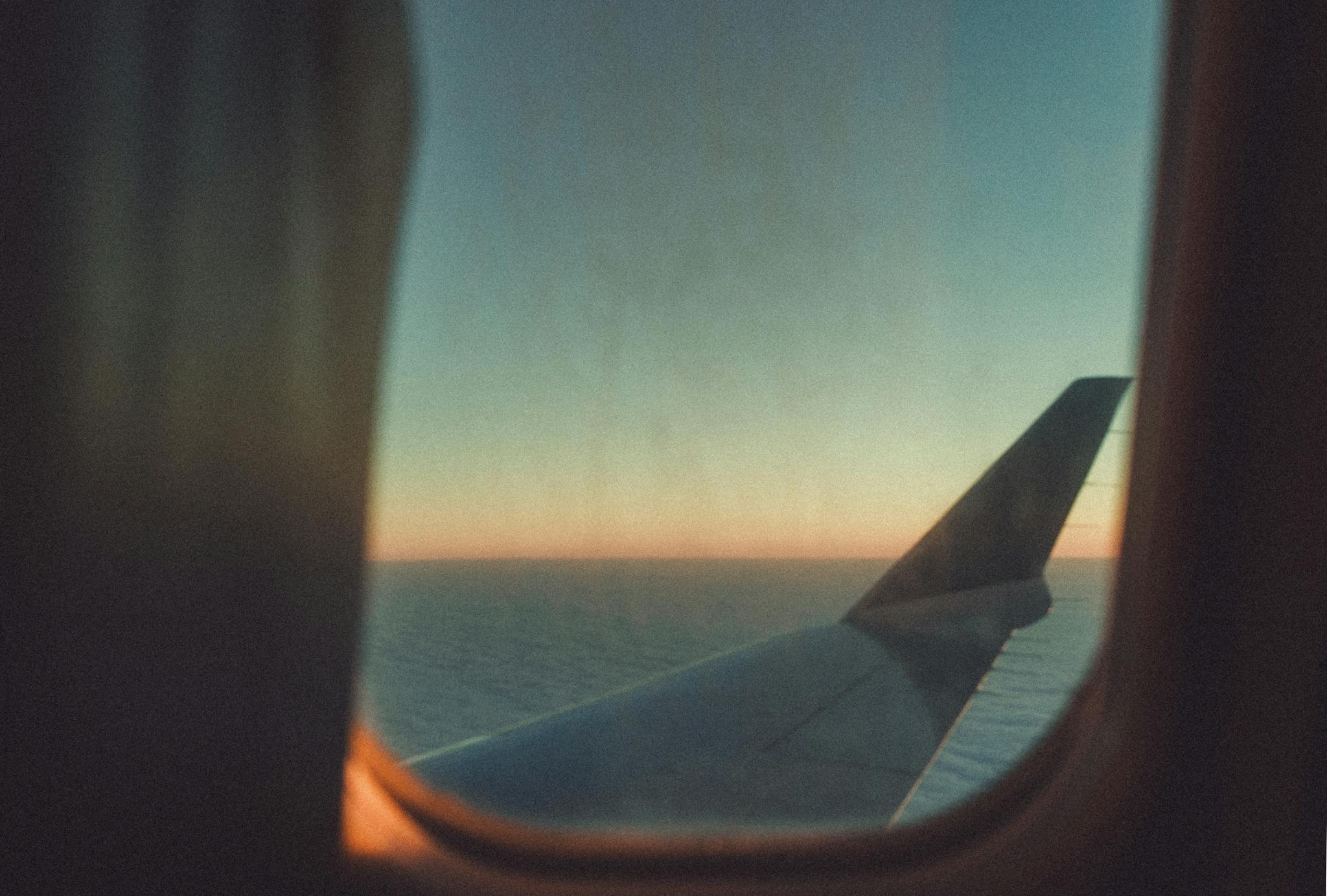 White Plane Wing during Golden Hour